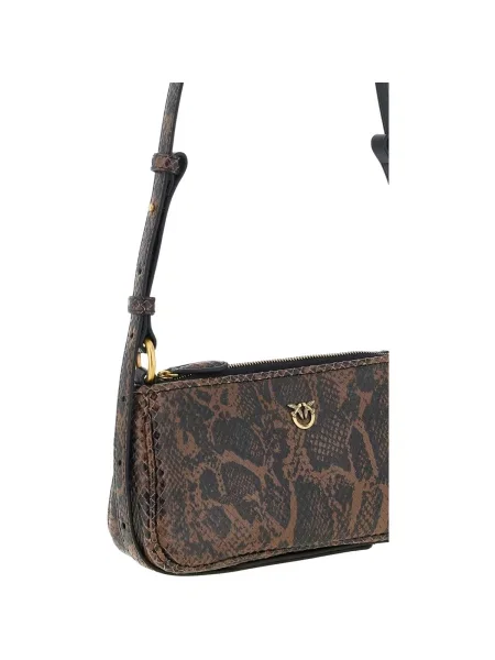 Pinko De piele geantă pe umăr Half Moon Horizontal Mini gri