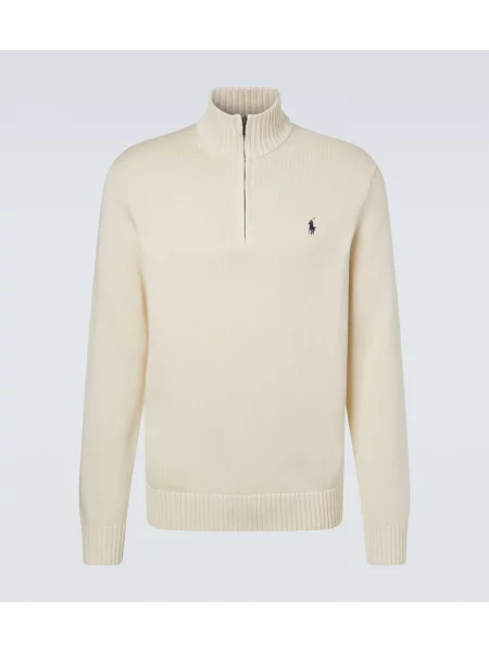 Sweter Polo Ralph Lauren z zamkiem błyskawicznym do połowy beżowy