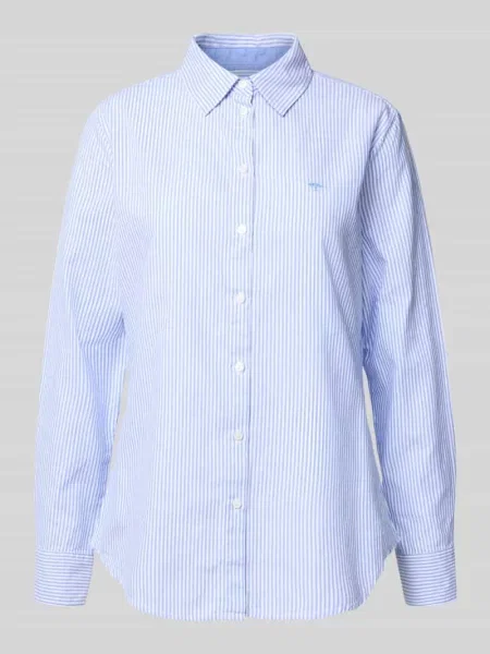 Bluzka koszulowa o kroju regular fit z wyhaftowanym logo Fynch-hatton niebieska