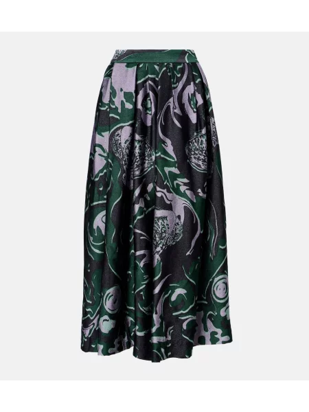 Fustă midi Dries Van Noten cu imagine până la genunchi verde