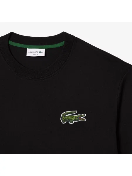 Lacoste Koszulka Unisex Loose Fit Large Z Organicznej Bawełny Ze Wzorem Krokodyla czarna