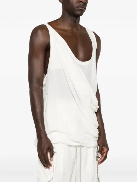 Cămașă Rick Owens fără mâneci drapată alb