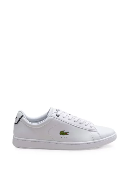 Sneakerși Lacoste cu șireturi din piele alb