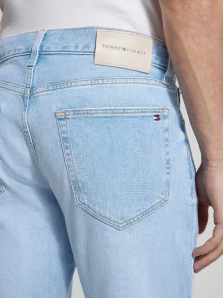 Dżinsy o kroju slim straight fit z mieszanki bawełny Tommy Hilfiger niebieskie