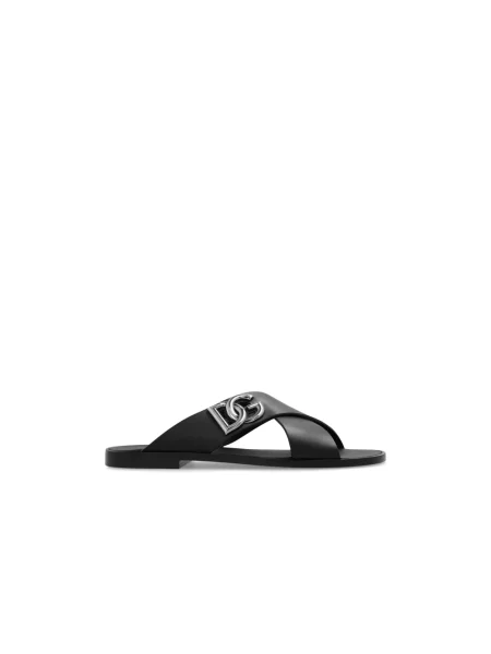 Klapki Dolce And Gabbana z logo czarne