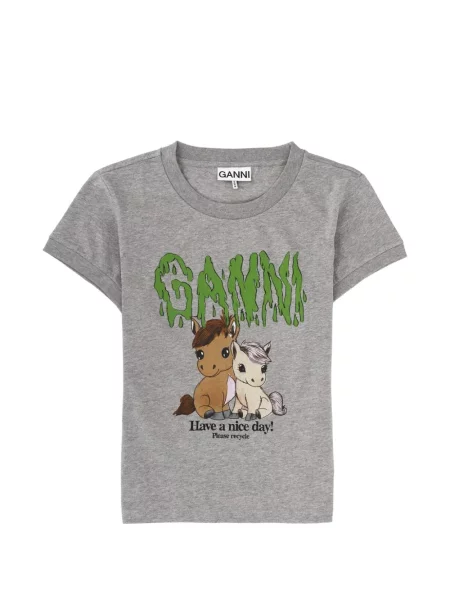 Grafic tricou Ganni gri