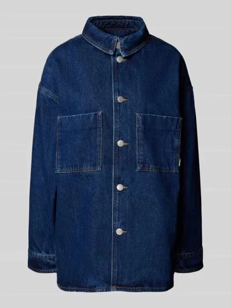 Kurtka jeansowa o kroju oversized z czystej bawełny z na piersi Review