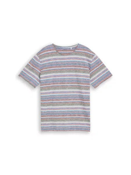 TOM TAILOR Tricou albastru deschis / verde închis / corai alb