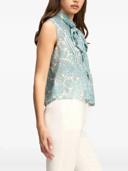 Top Cinq A Sept cu funde cu model paisley albastru