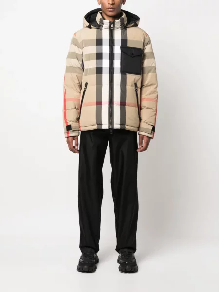 Pledas raštuotas striukė Burberry su gobtuvu