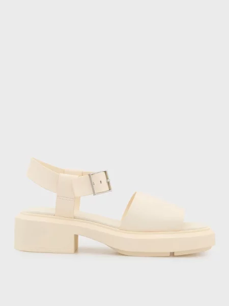 Шкіряні босоніжки Calvin Klein чанкі білі