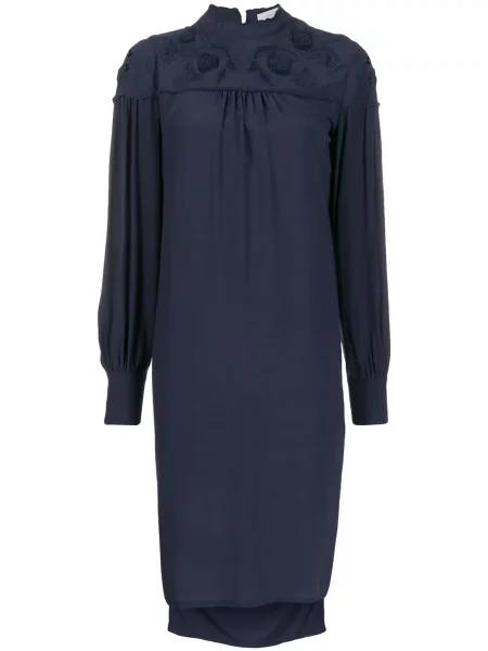 Rochie See By Chloe cu broderie cu model floral de costum albastru