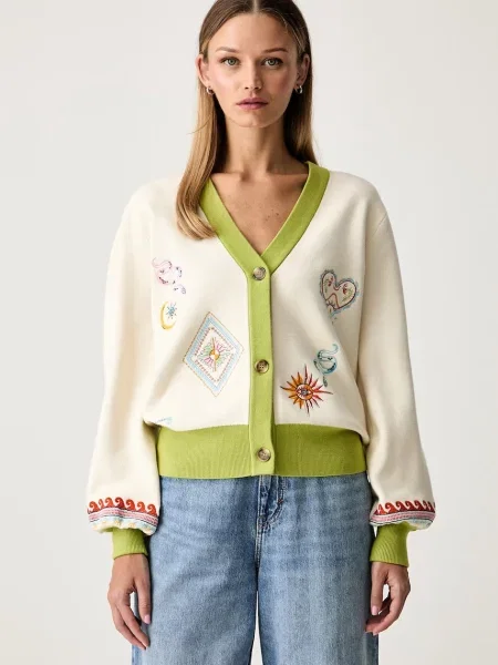 Never Fully Dressed cardigan pentru femei cu vâscoză bej