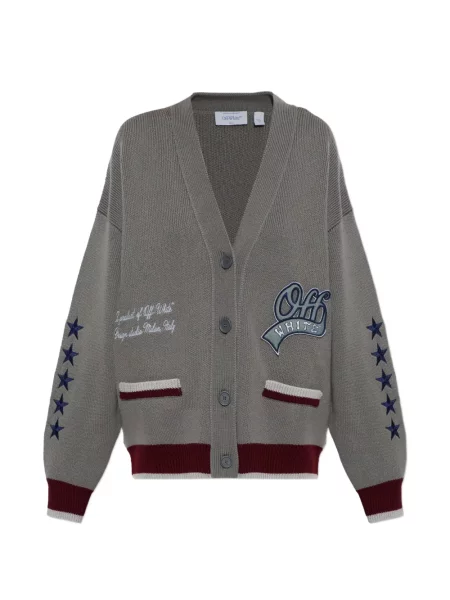 Cardigan Off-white de lână cu autograf alb
