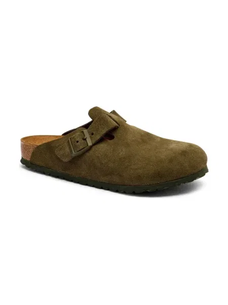 Birkenstock Mules încălțăminte Boston LEVE | piele întoarsă verde