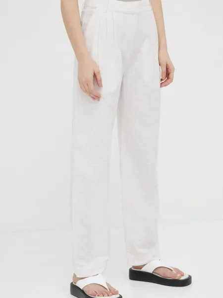 Samsoe Samsoe pantaloni Meme femei drept high waist roz