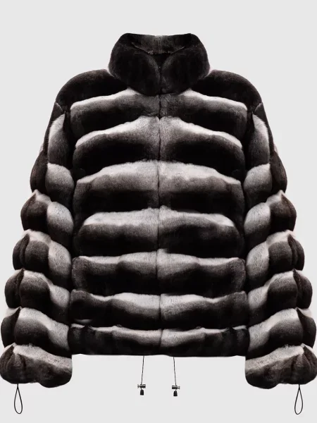 Укорочена шуба з хутра шиншили Elpidio Loffredo сіра