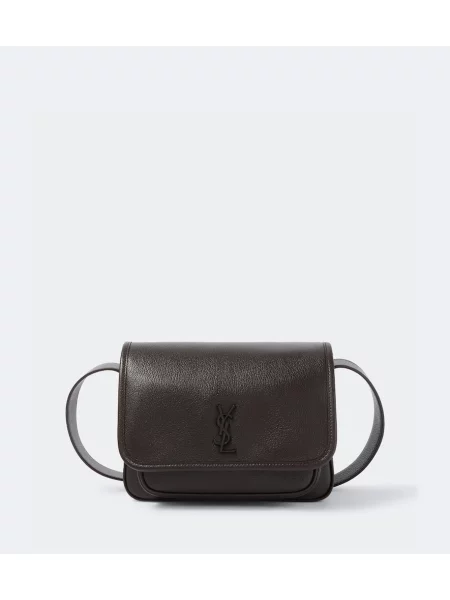 Kožna crossbody torba Saint Laurent smeđa