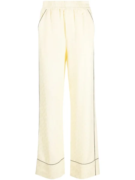 Pantaloni Off-white din jacard cu autograf alb