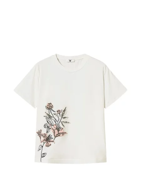 Tricou Twinset cu broderie cu model floral alb