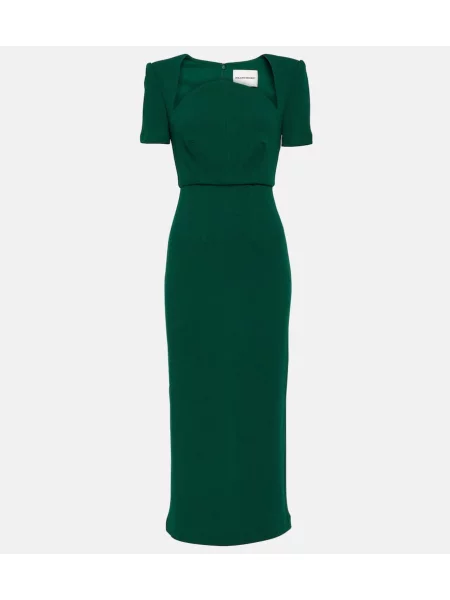 Rochie midi Roland Mouret de lână până la genunchi de costum verde