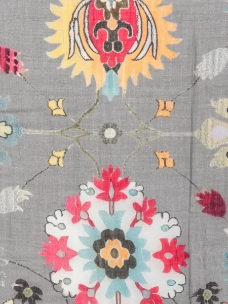 Fular Mouleta cu model floral cu imagine gri