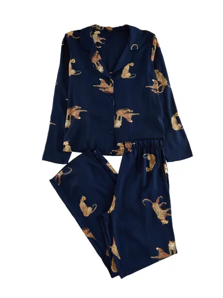 Trendyol Pijama închis / maro / maro cappuccino albastru