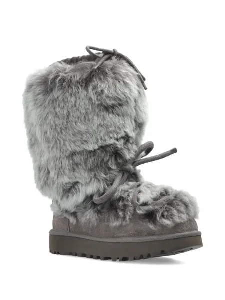 Čizmice Ugg s vezicama s čipkom siva