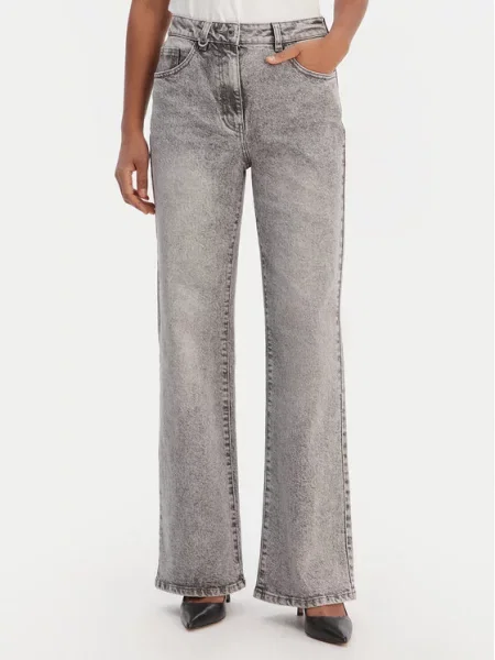 Morgan Jeansy Wide Leg szary