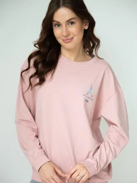 Bluza dresowa dłuższa I love pilates pink różowa