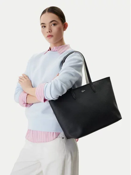 Shopperka Lacoste skórzana czarna