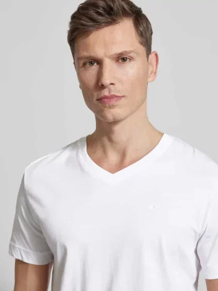 T-shirt o kroju regular fit z czystej bawełny Tom Tailor biała