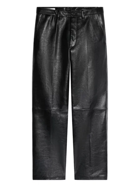 Pantaloni Dries Van Noten din piele negru
