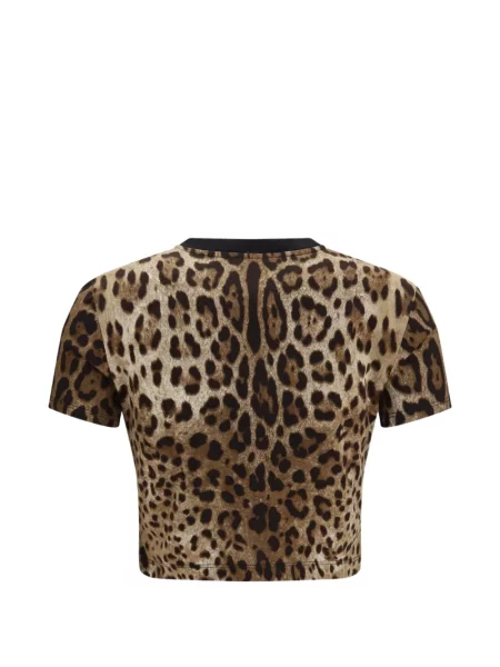 Raštuotas marškinėliai Dolce & Gabbana leopardinis ruda