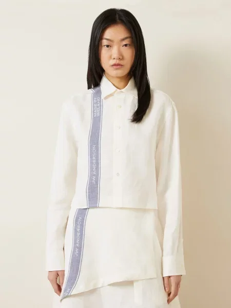 Jw Anderson Lněná Košile režná modrá