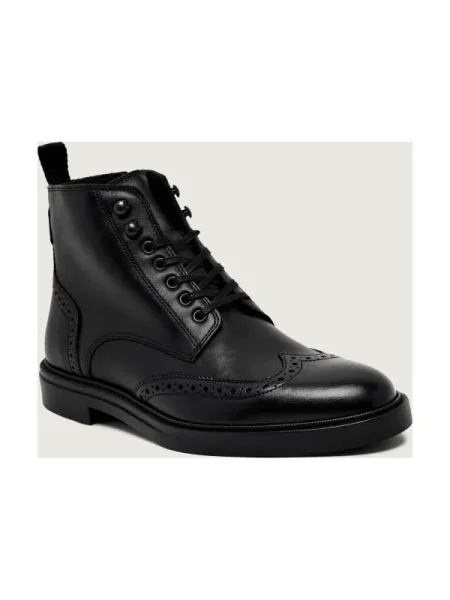Botine Boss cu șireturi din piele negru