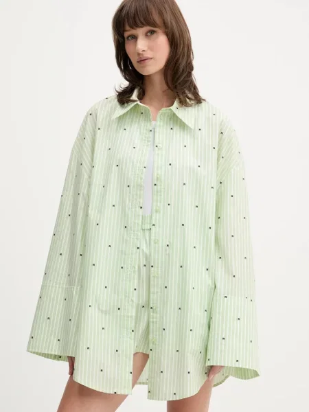 Rotate cămașă din cu guler clasic relaxed verde