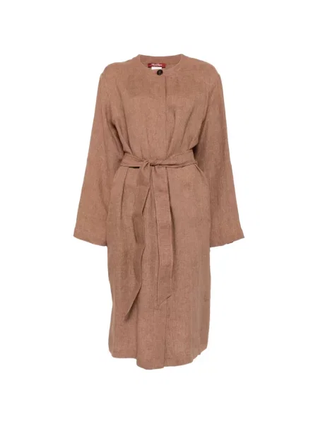 Cu centură lung rochie midi Max Mara maro