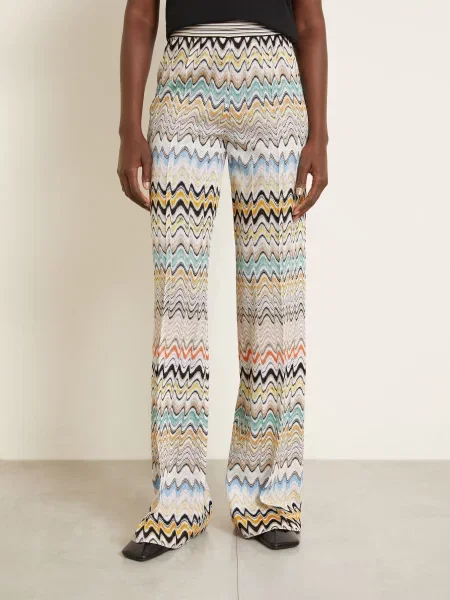 Missoni Pletené Kalhoty / žlutá / tyrkysová béžová