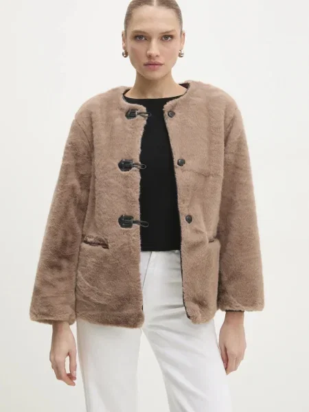 Jakna Answear Lab za žene za prijelazno razdoblje oversize bež