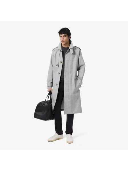 Lacoste Sweter Z Okrągłym Dekoltem Z Wełny Merynosów szary