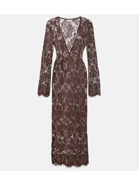 Rochie maxi Bananhot de mătase maro