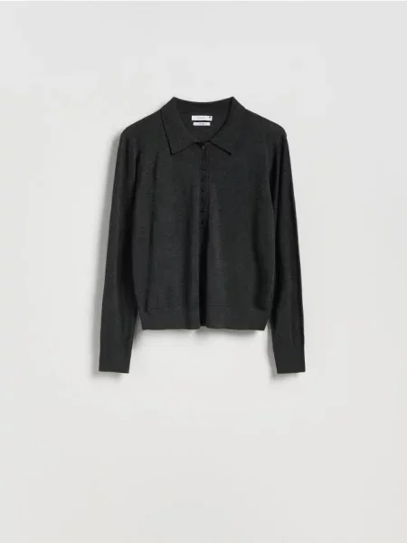 Reserved Pulover cu adaos de lână gri-închis gri