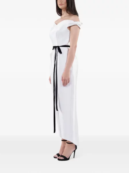 Cu centură rochie maxi Araftu alb