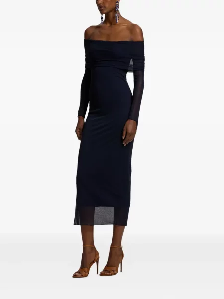 Κοστούμι μίντι φόρεμα Ralph Lauren Collection με μήκος μέχρι το γόνατο έξω από τον ώμο μπλε