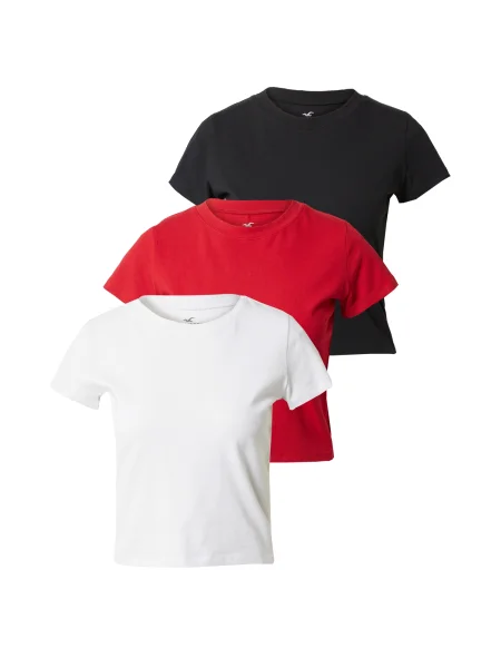 HOLLISTER Tricou albastru noapte / roșu alb