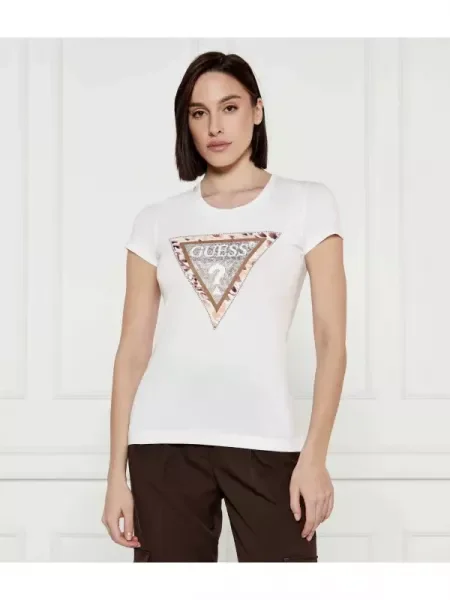GUESS Tricou CHEETA alb