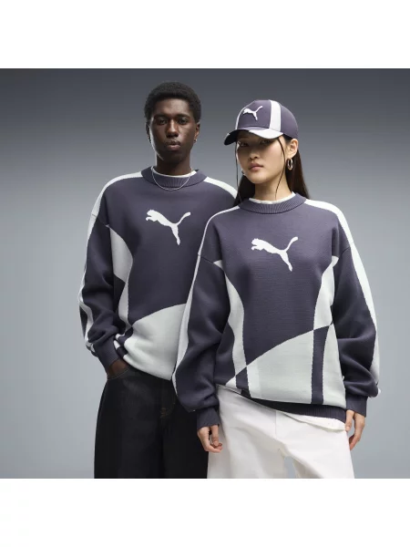 PUMA Sweter z dzianiny unisex o luÅºnym kroju T7 OdzieÅ¼ S szary