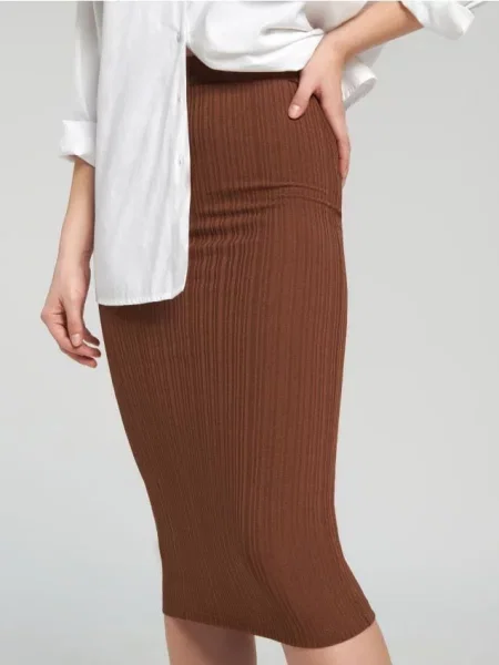 Рібана міді спідниця коричневий