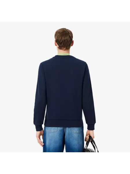 Lacoste Bluza Z Dresówki Z Pasiastą Taśmą granatowa